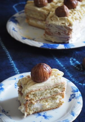 茹で栗でモンブランケーキ-レシピのメイン写真