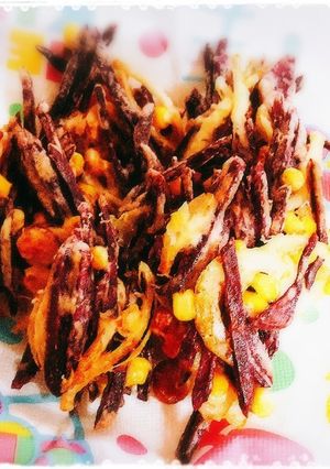 ♡紫芋で♪彩りかき揚げ♡-レシピのメイン写真