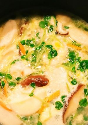 豆苗とキノコの玉子スープ-レシピのメイン写真