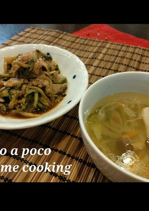 レンジで二品!鶏肉でスープと甜麺醤和え-レシピのメイン写真