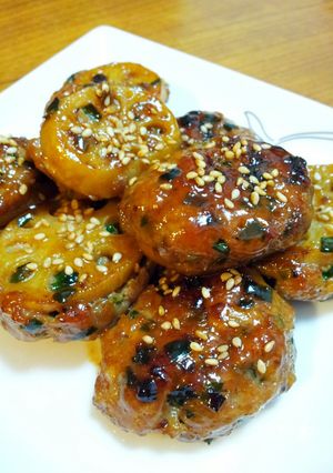 蓮根のニラつくねのっけ焼き！-レシピのメイン写真