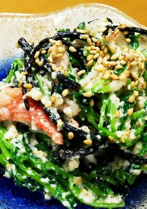 【低糖質】豆苗とひじきの白和え-レシピのメイン写真