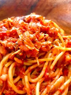 簡単♪きのこと鯖のトマトパスタ-レシピのメイン写真