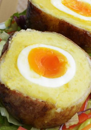 子どもも喜ぶ♪肉巻きスイートポテトエッグ-レシピのメイン写真