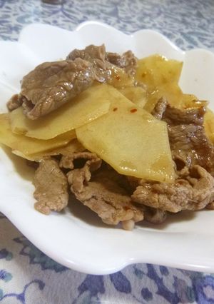 牛こま＆薄切りジャガイモのピリ辛炒め-レシピのメイン写真