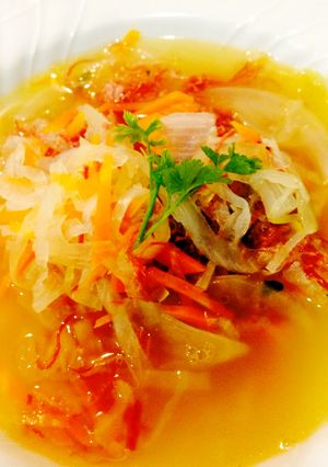 時短！食べるスープ（野菜とコンビーフ）-レシピのメイン写真