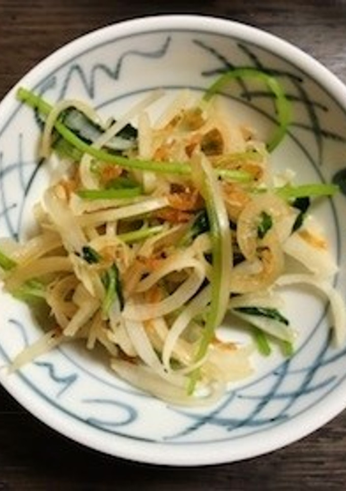 大根の皮と三つ葉のキンピラ　干しエビで-レシピのメイン写真