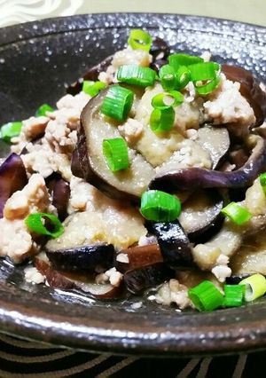 簡単　時短　「茄子と鶏ひき肉のお酢炒め」-レシピのメイン写真