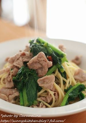 豚肉と小松菜の和風バター醤油パスタ-レシピのメイン写真