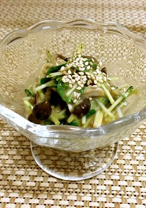 オクラの新芽とキノコの酢味噌和え-レシピのメイン写真