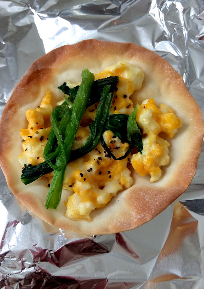 餃子の皮でピザ風ほうれん草と卵-レシピのメイン写真