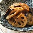 メープルシロップで茄子と蓮根の甘酢炒め