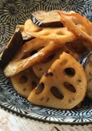 メープルシロップで茄子と蓮根の甘酢炒め-レシピのメイン写真