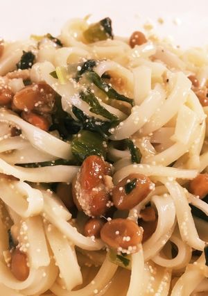 野沢菜納豆明太パスタ-レシピのメイン写真