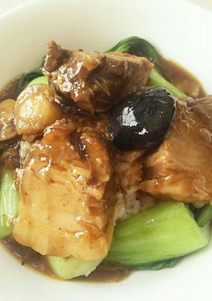 豚バラ、椎茸、ホタテのトロトロうま煮丼-レシピのメイン写真