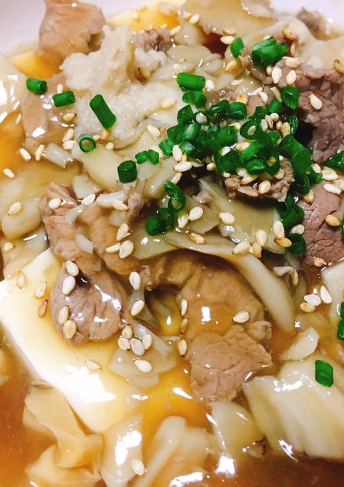 温奴の舞茸と牛肉の和風餡かけ-レシピのメイン写真
