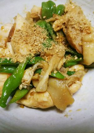昆布つゆで作る！鶏肉とししとう達の炒め物-レシピのメイン写真