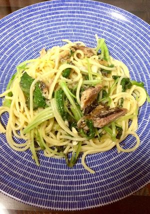 カボスとオイルサーディンと水菜のパスタ-レシピのメイン写真