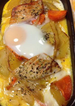 ヘルシー鮭グラタン卵ソース卵のせ-レシピのメイン写真