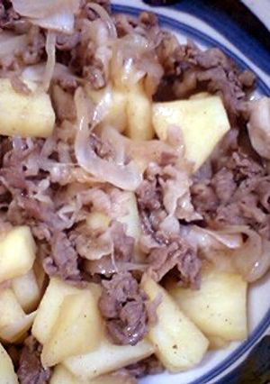 りんごと牛肉の炒めもの-レシピのメイン写真
