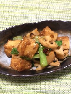 れんこんと厚揚げと青梗菜のきんぴら-レシピのメイン写真