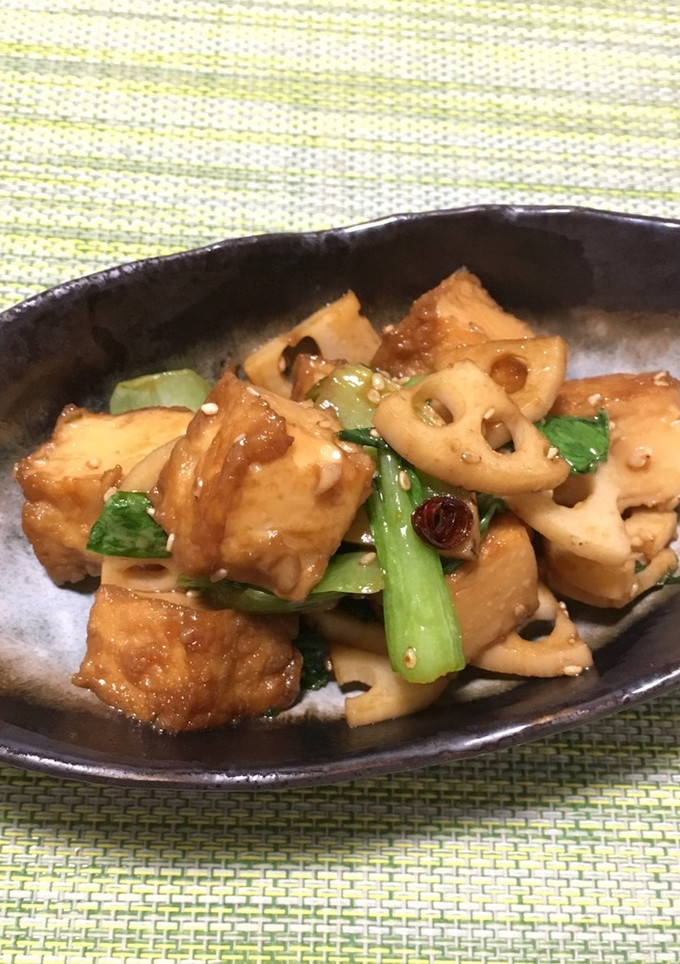 れんこんと厚揚げと青梗菜のきんぴら-レシピのメイン写真