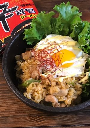 甘辛で食べやすい♡辛ラーメンdeそば飯-レシピのメイン写真