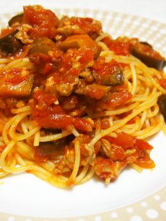 豚こまとナスのトマトソースパスタ♪-レシピのメイン写真