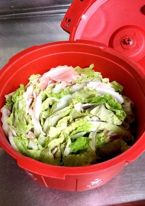 レンジ圧力鍋ズボラ簡単白菜ミルフィーユ鍋-レシピのメイン写真