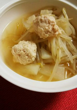 鶏団子と大根もやし簡単スープ-レシピのメイン写真