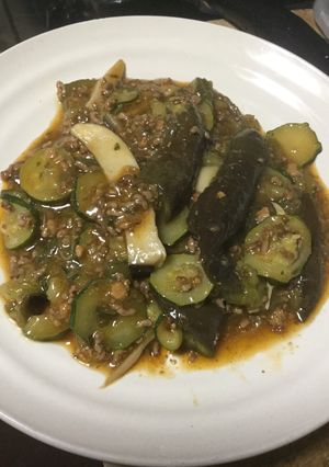 丸美屋麻婆豆腐の素ズッキーナス炒め-レシピのメイン写真