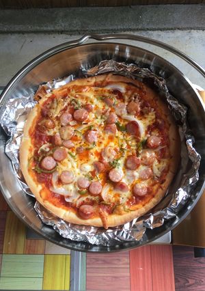 キャンプ アウトドア BBQで簡単ピザ-レシピのメイン写真