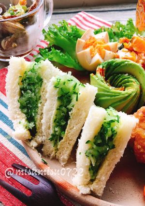 シンプル塩揉み胡瓜で胡瓜サンドイッチ-レシピのメイン写真