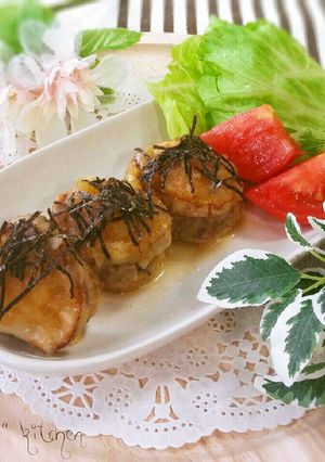 玉ねぎこぶおろしソースの♥蓮根はさみ焼き-レシピのメイン写真