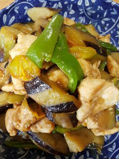 鶏むね肉と茄子の甘辛炒め-レシピのメイン写真