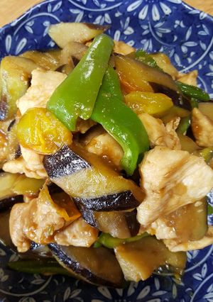 鶏むね肉と茄子の甘辛炒め-レシピのメイン写真