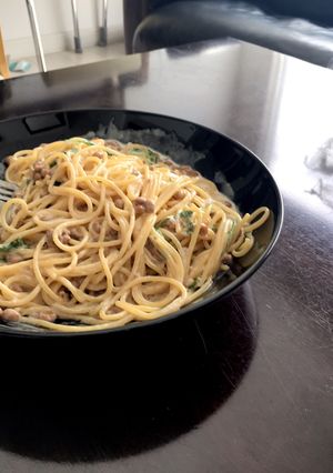 簡単ハマる！納豆クリームパスタ-レシピのメイン写真