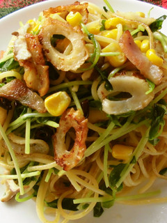 豆苗とちくわの和風パスタ♫-レシピのメイン写真