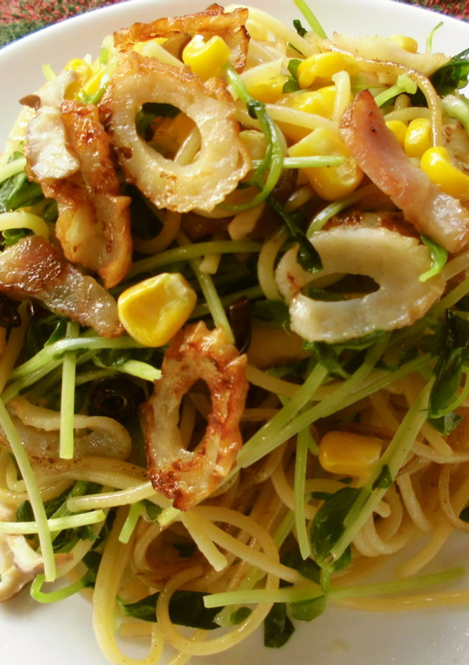 豆苗とちくわの和風パスタ♫-レシピのメイン写真