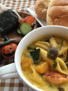 かぼちゃと秋鮭のペンネスープ-レシピのメイン写真