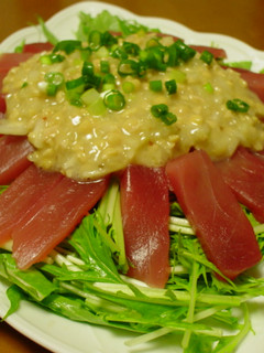 ☆まぐろと水菜のサラダ♪納豆ドレッシング-レシピのメイン写真