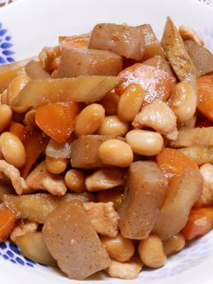 蒸し大豆と根菜の炒り煮-レシピのメイン写真