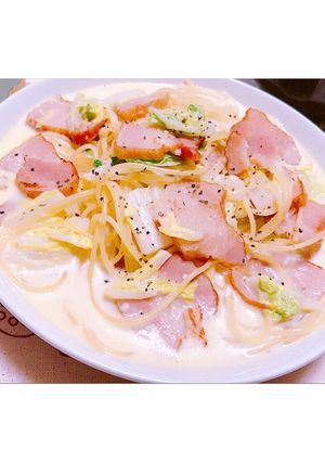 白菜とベーコンの簡単クリームパスタ-レシピのメイン写真