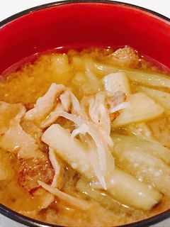 焼きナスとみょうが、豚バラの味噌汁!-レシピのメイン写真