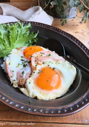 ハムエッグの照り焼き丼-レシピのメイン写真