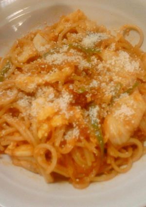 たっぷりキャベツと炒り卵のナポリタン-レシピのメイン写真