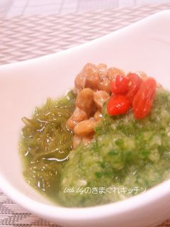 めかぶと納豆の胡瓜こぶおろし添え-レシピのメイン写真