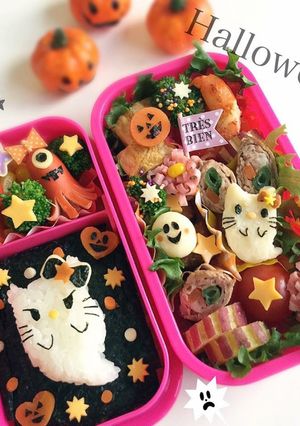 ハロウィン★おばけキティ キャラ弁-レシピのメイン写真