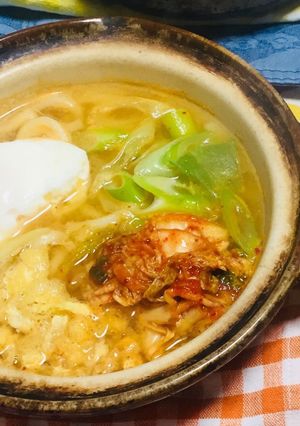 ごま油香る絶品キムチ鍋焼きうどん♬-レシピのメイン写真