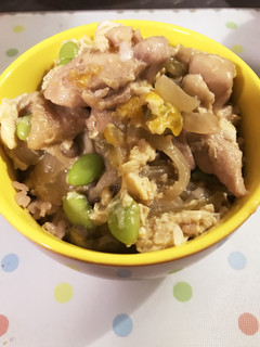枝豆入り。簡単麺つゆで親子丼。-レシピのメイン写真